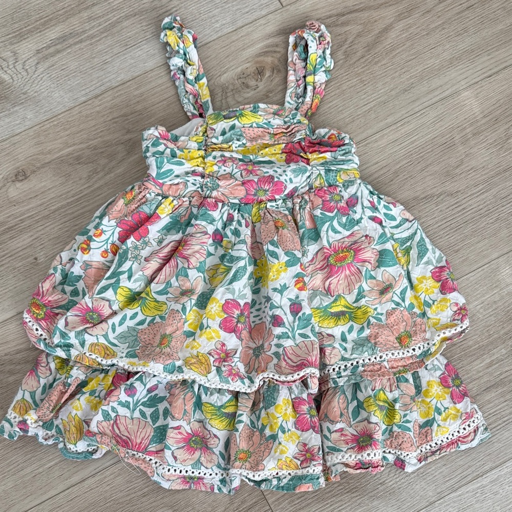 Cupcakes and Cashmere Girls Floral Ruffle Dress Size 2T Tiered Cottagecore Dress